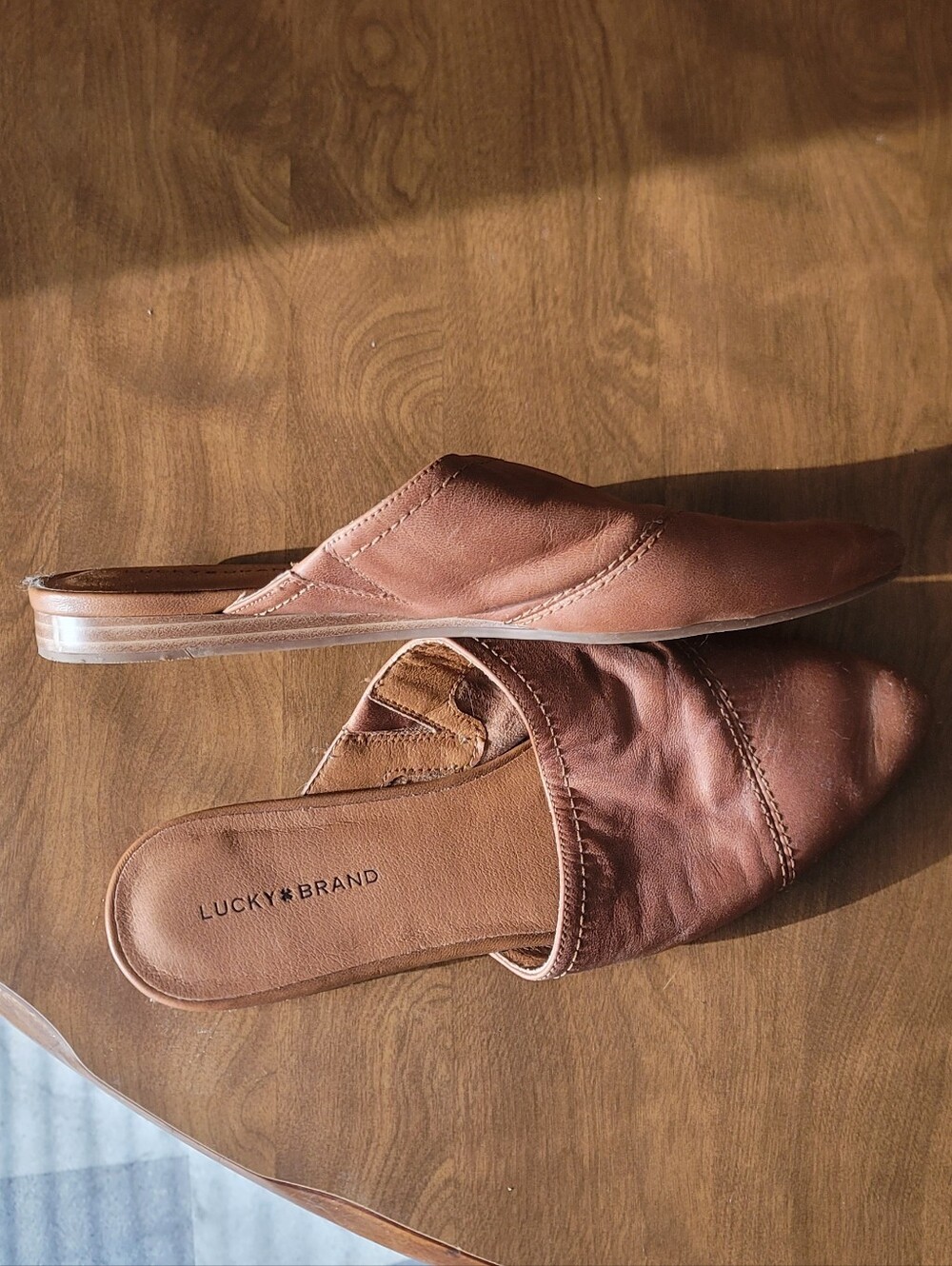 Lucky Brand Tan Leather Slip-On Mules